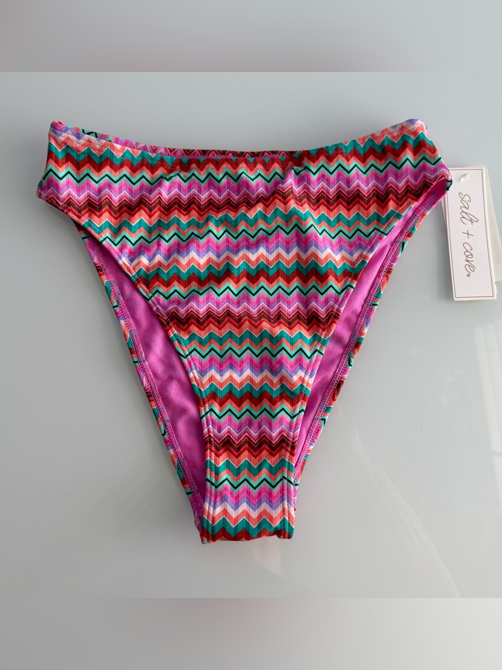 Salt + Cove Juniors' Multicolor High-Waist Cheeky Swim Bottoms Size XS